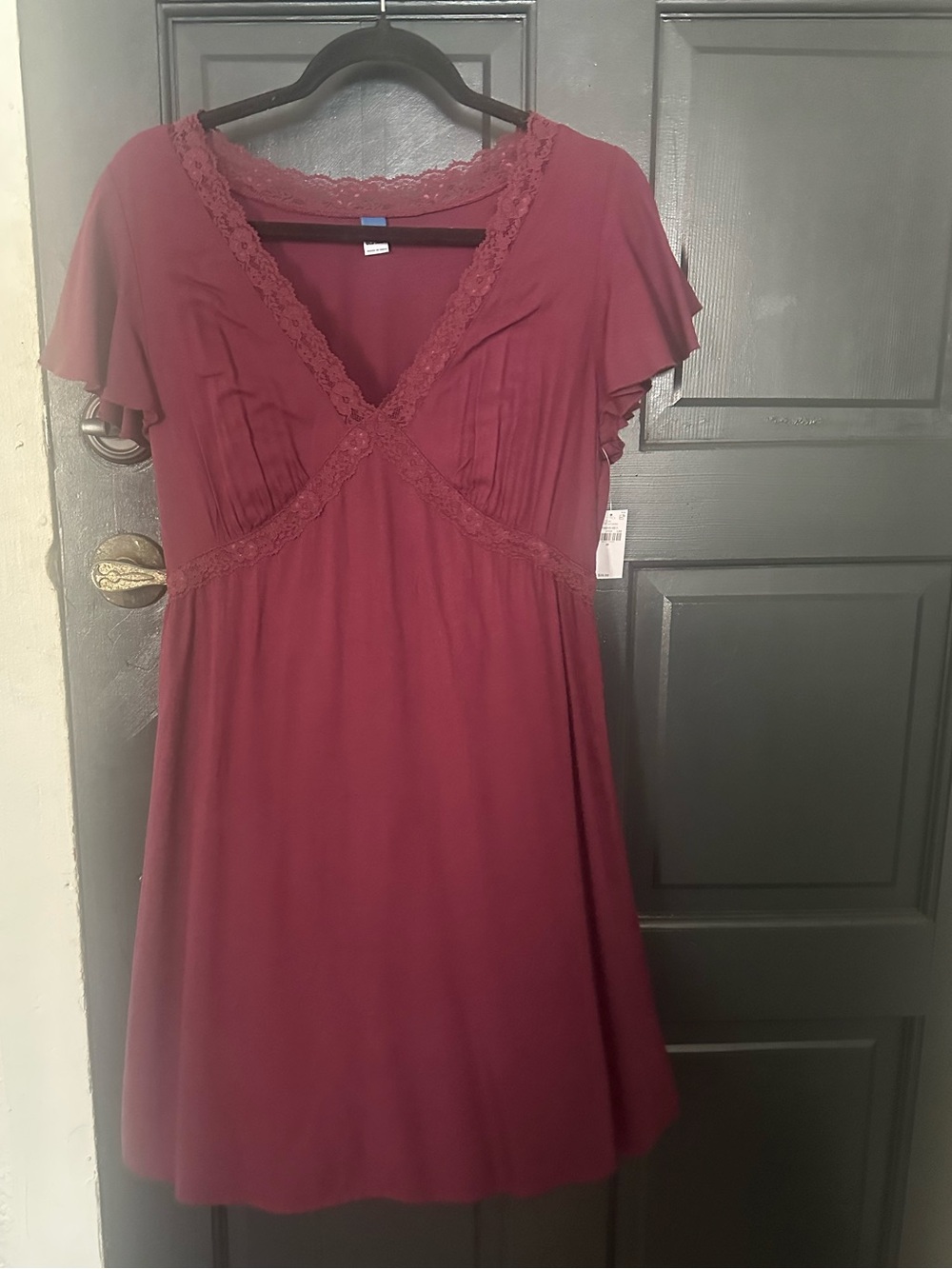 Old Navy Burgundy Lace-Trim V-Neck Women's Dress